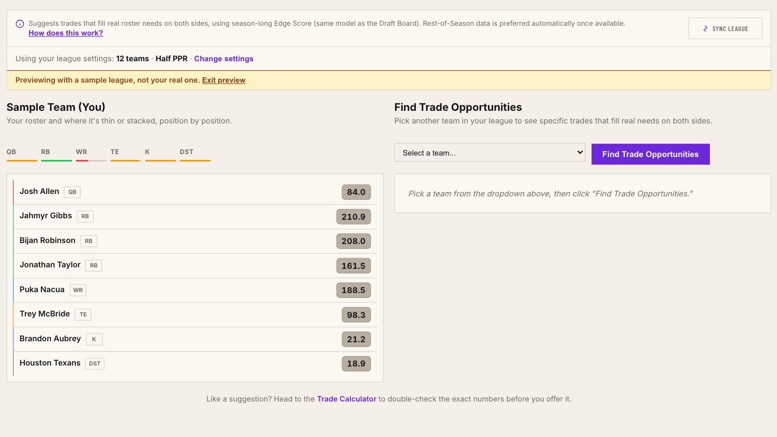 AdvantEdgeHQ trade finder interface